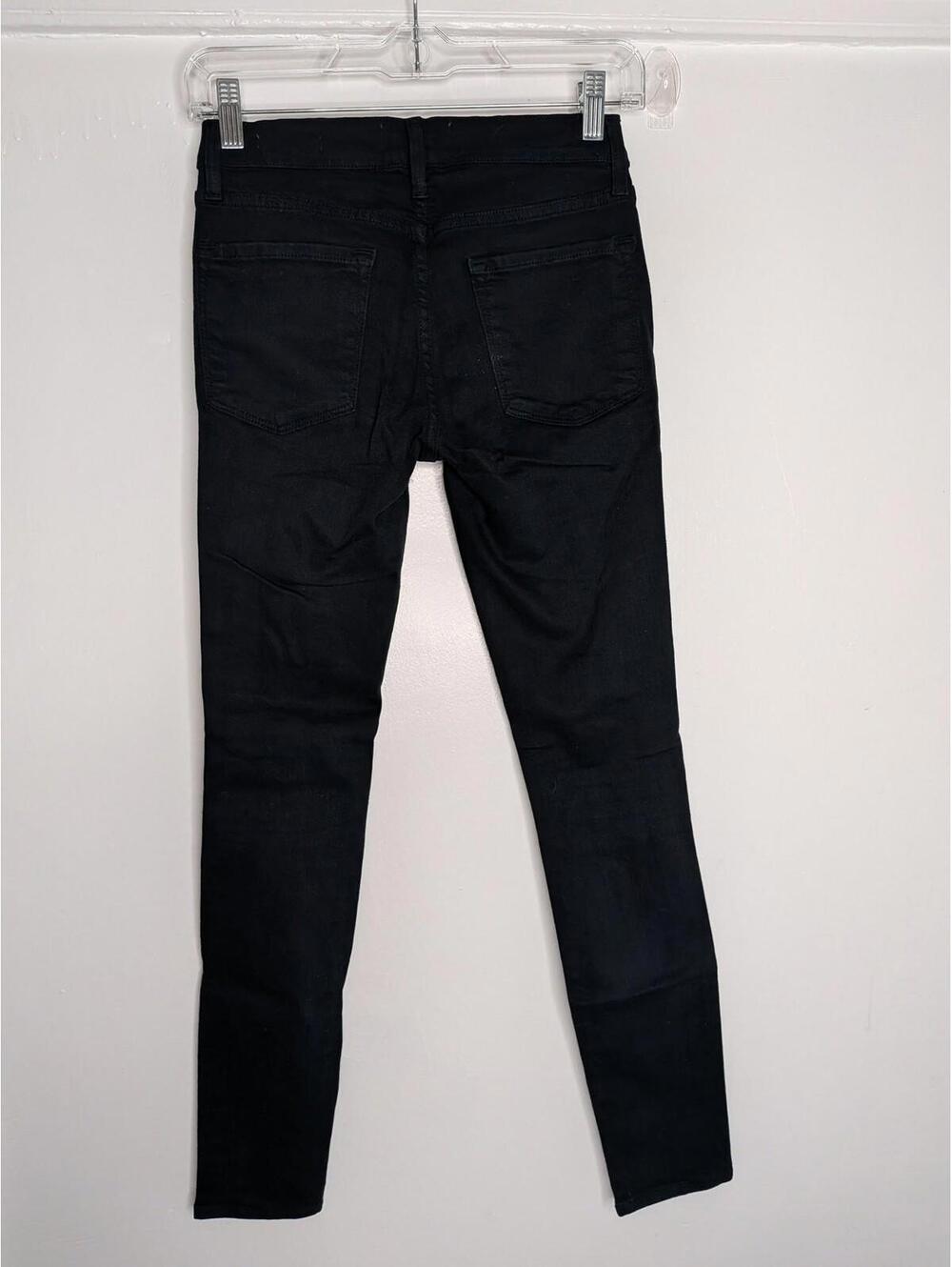 FRAME Le Skinny De Jeanne Jeans Womens 24 Black Mid Rise Skinny Distressed Denim